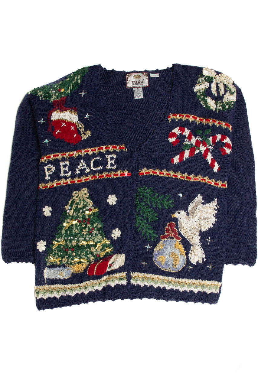 Vintage Blue Ugly Christmas Cardigan 62805