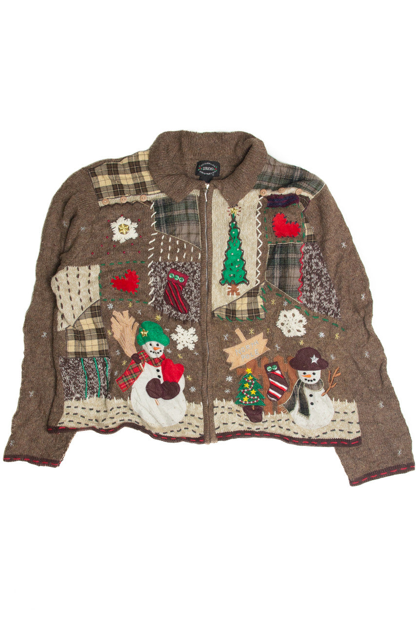 Vintage Brown Ugly Christmas Cardigan 60897
