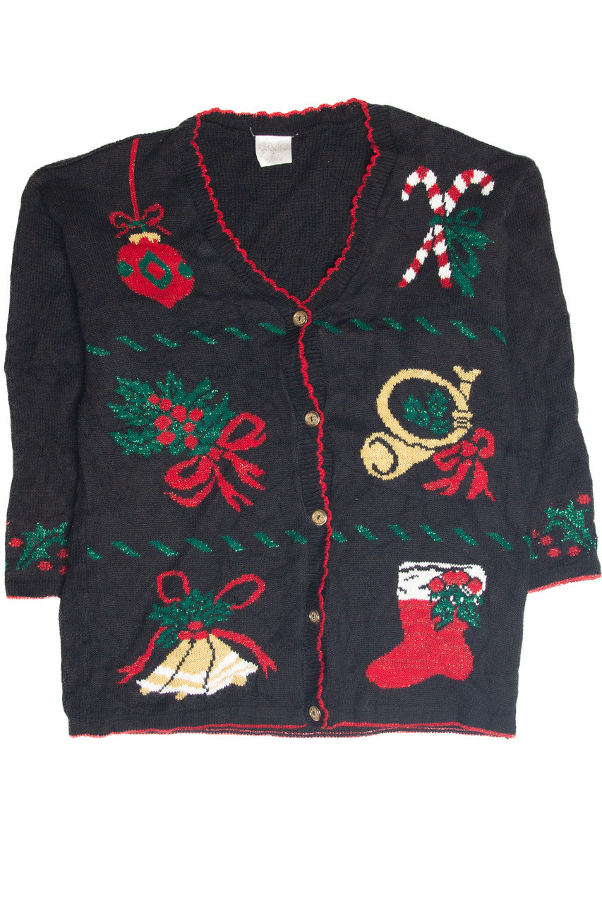 Vintage Black Ugly Christmas Cardigan 63378