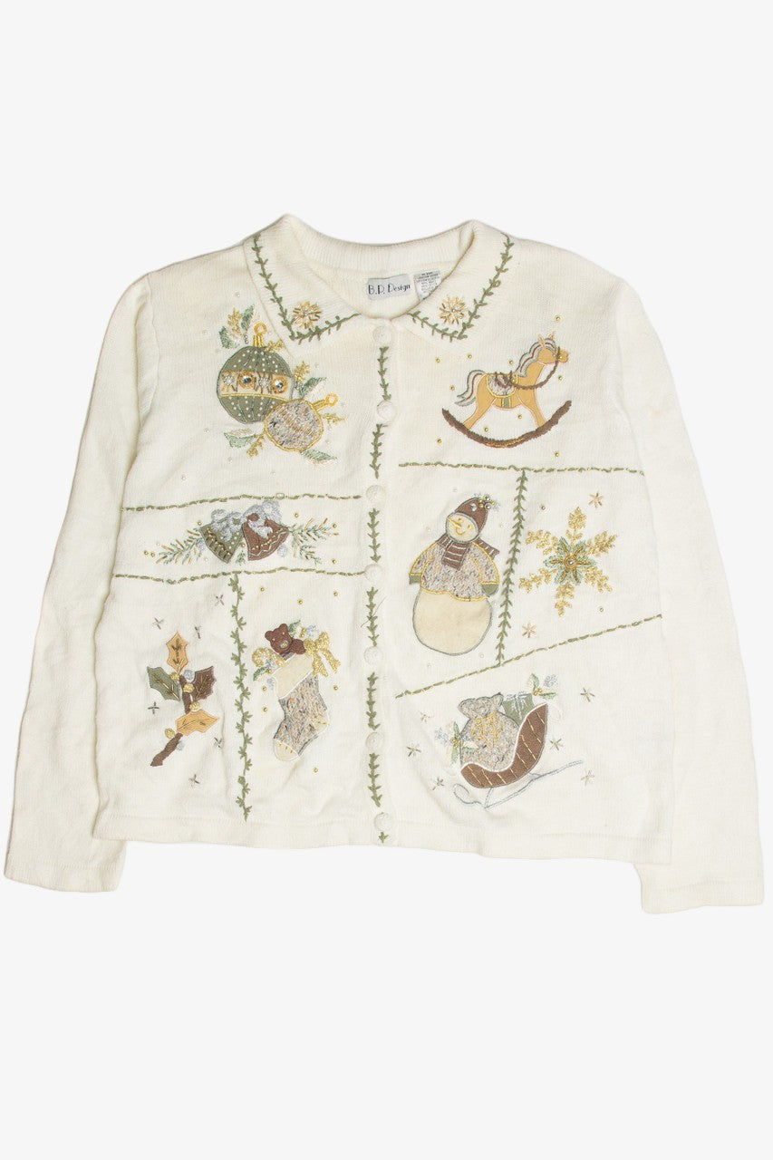 Vintage White Ugly Christmas Cardigan 59932