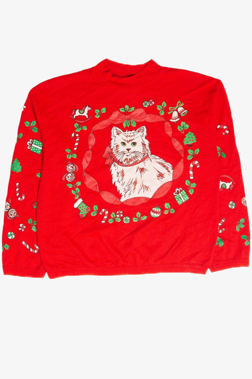 Vintage Red Cat Holiday Sweatshirt 63072