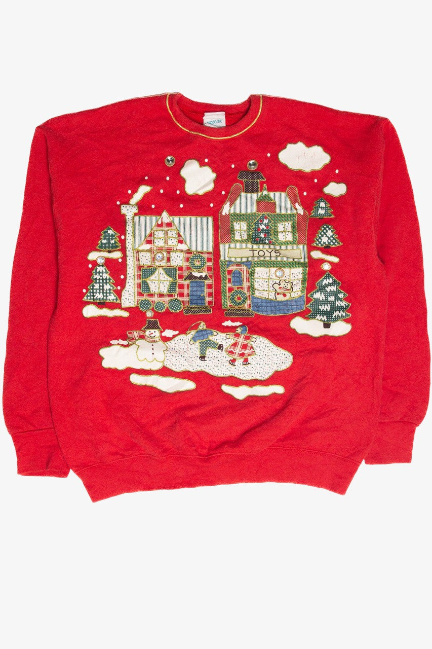 Vintage Red Landscape Holiday Sweatshirt