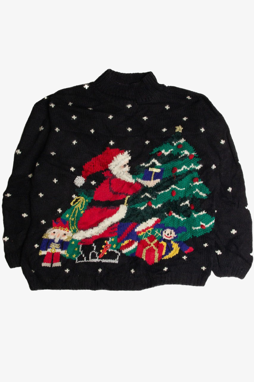 Vintage Black Hand-Knit Ugly Christmas Sweater 59652