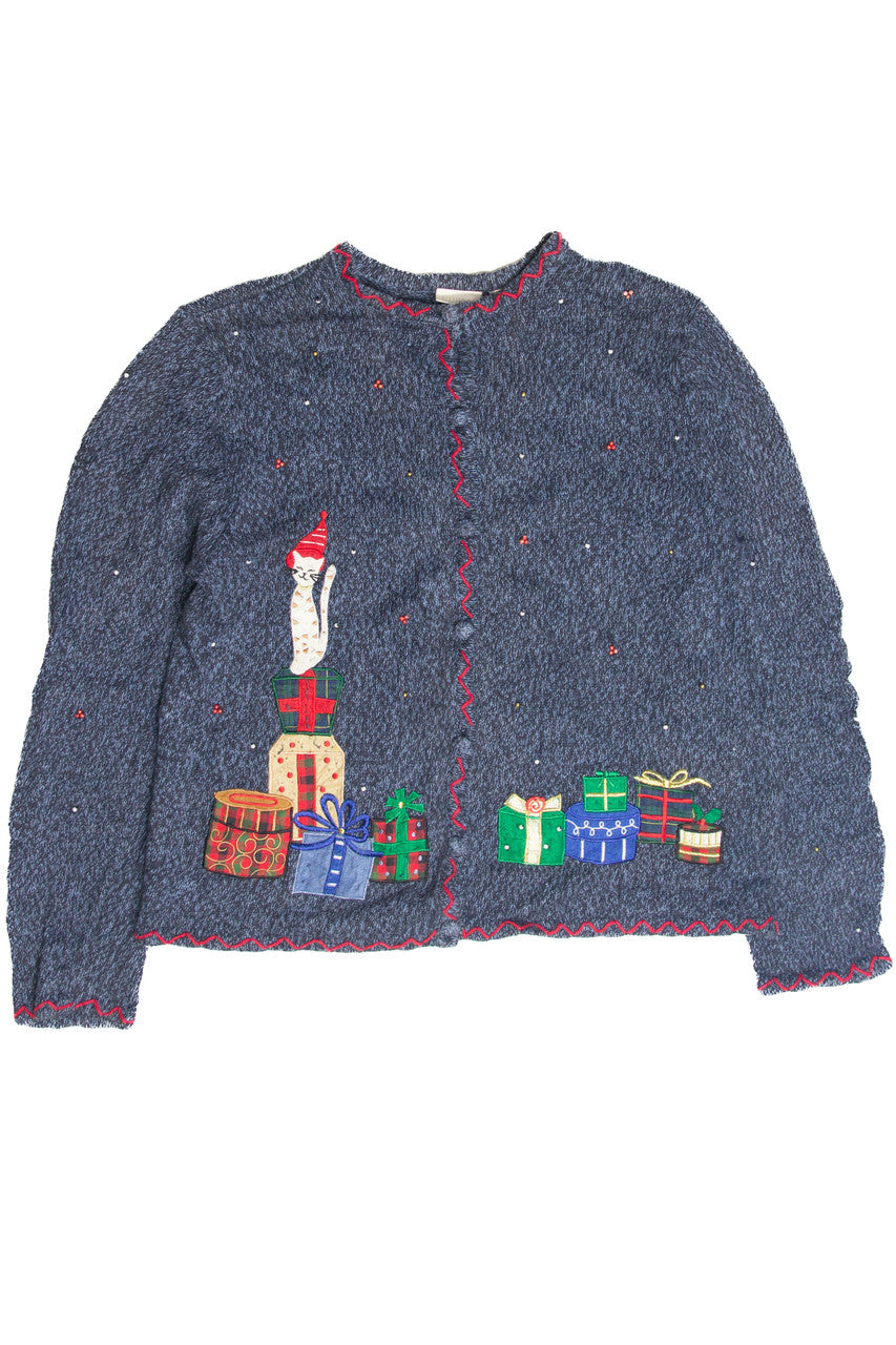Vintage Blue Ugly Christmas Cardigan 63276