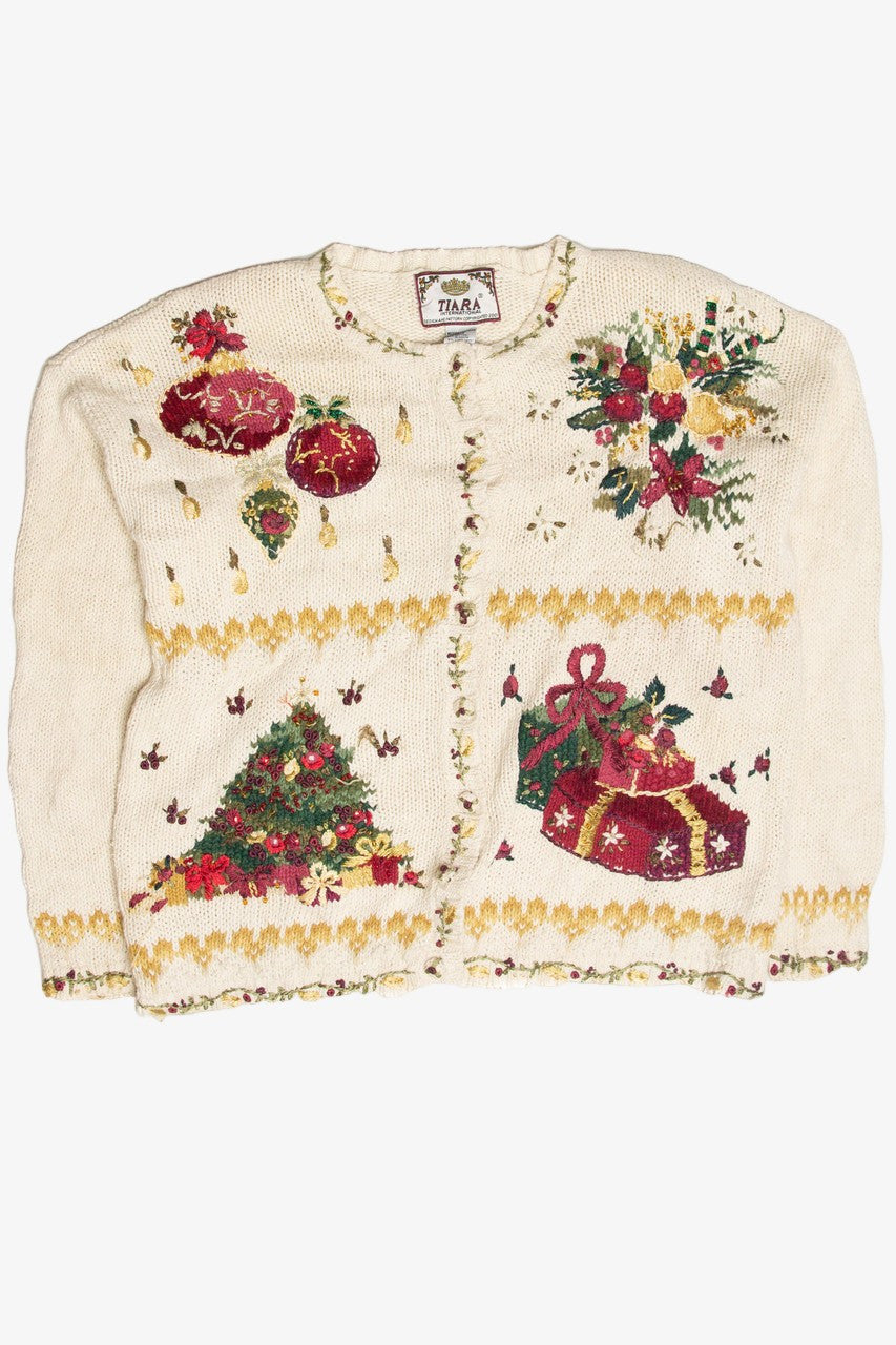 Vintage White Ugly Christmas Cardigan 63231