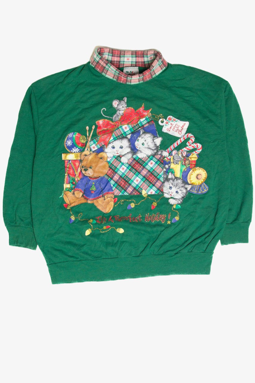 Vintage Green Purrrfect Holiday Sweatshirt