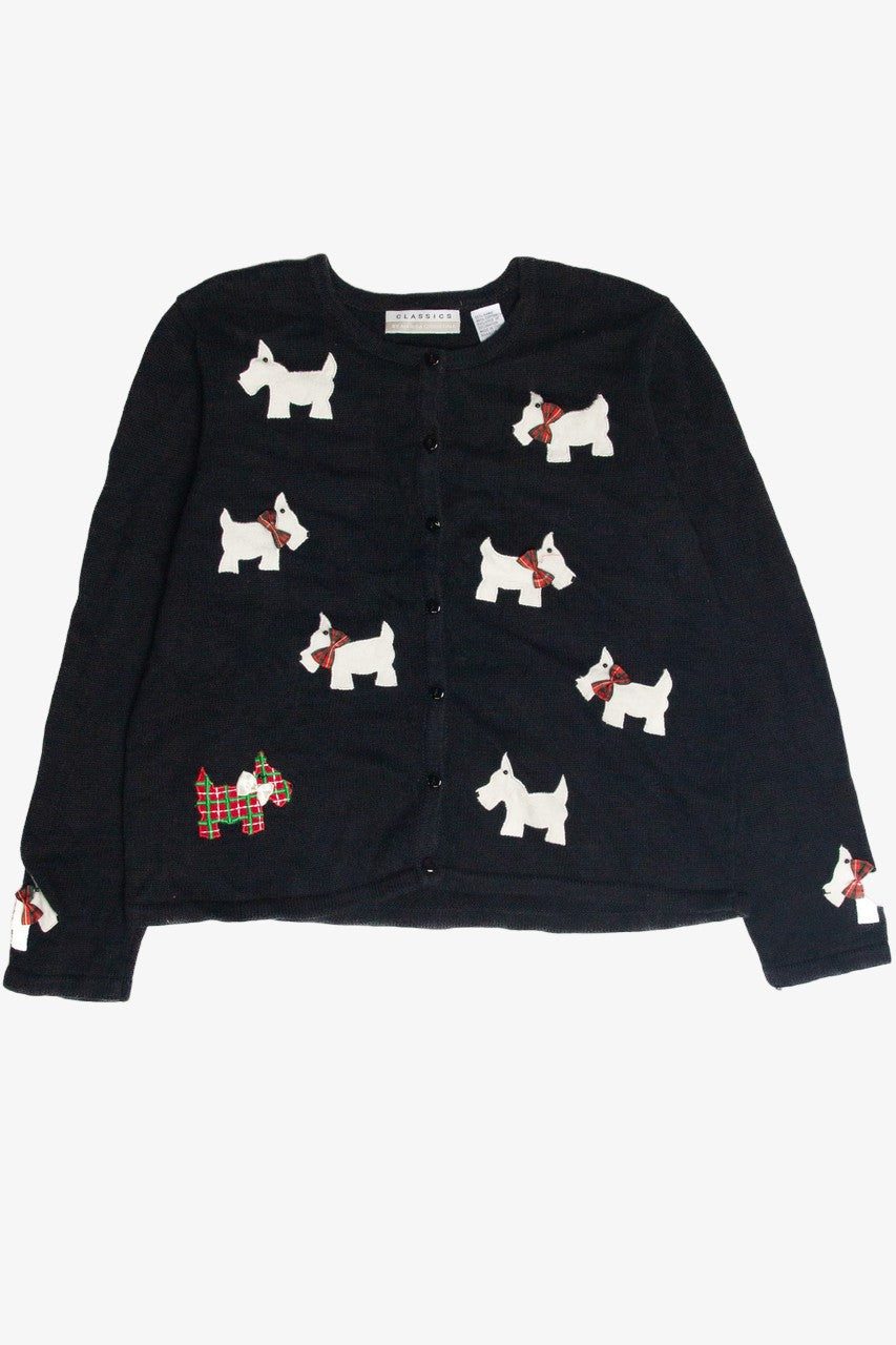 Vintage Black Scottie Dogs Ugly Christmas Cardigan 63444