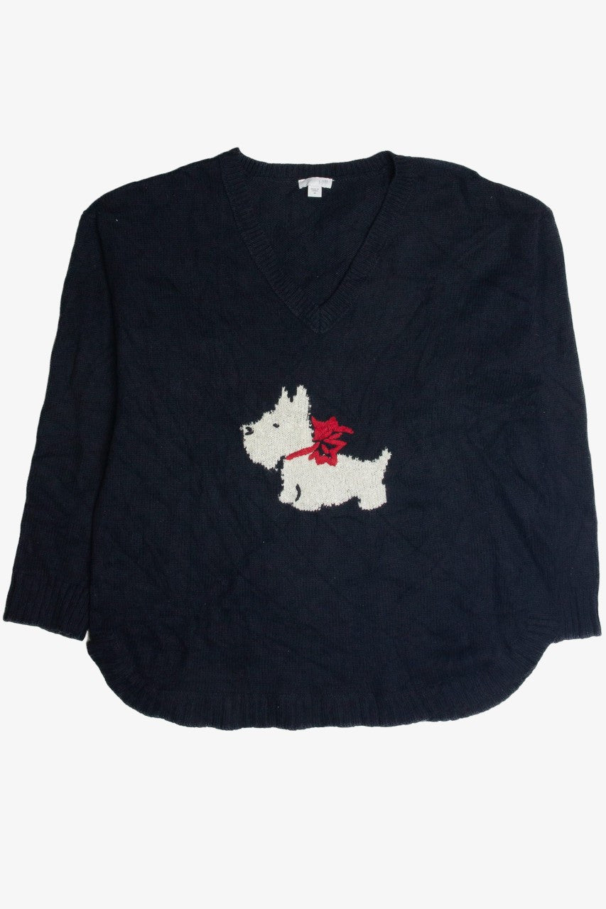 Vintage White Dog Black Ugly Christmas Sweater 62345