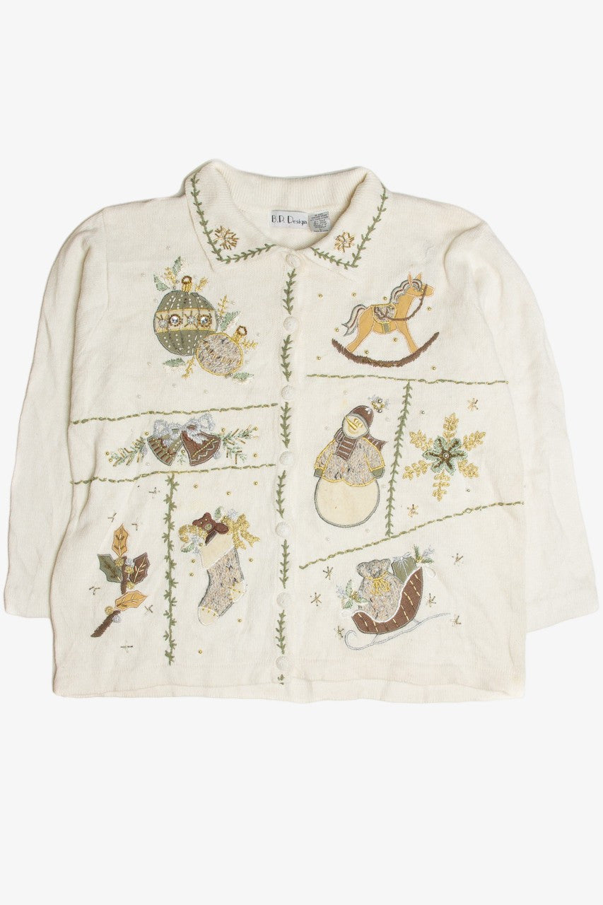 Vintage White Ugly Christmas Cardigan 60968