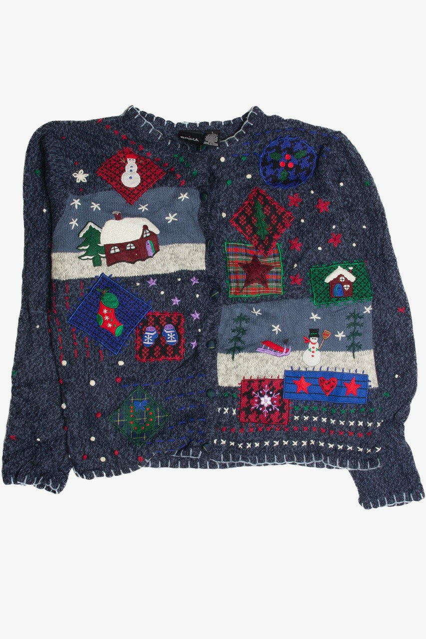 Vintage Blue Ugly Christmas Cardigan 59978