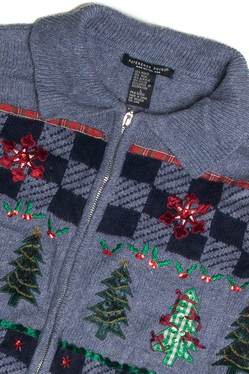 Vintage Blue Ugly Christmas Cardigan 60895