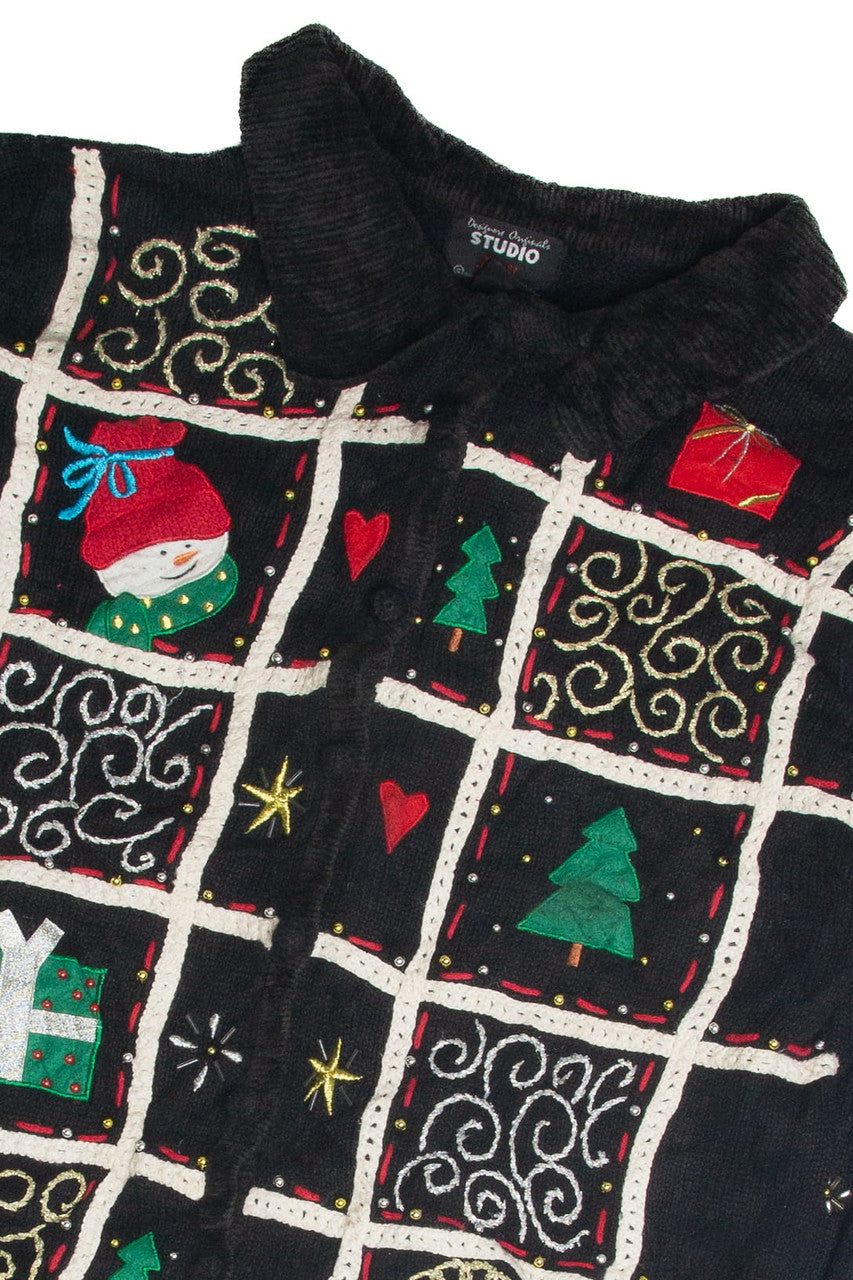 Vintage Black Ugly Christmas Cardigan 60845