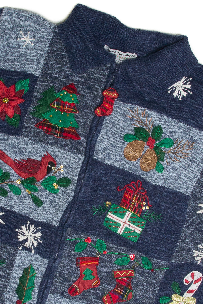 Vintage Blue Ugly Christmas Cardigan 59893
