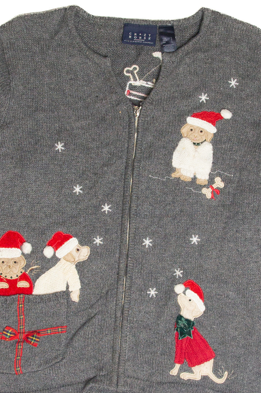 Vintage Gray Ugly Christmas Cardigan 63365