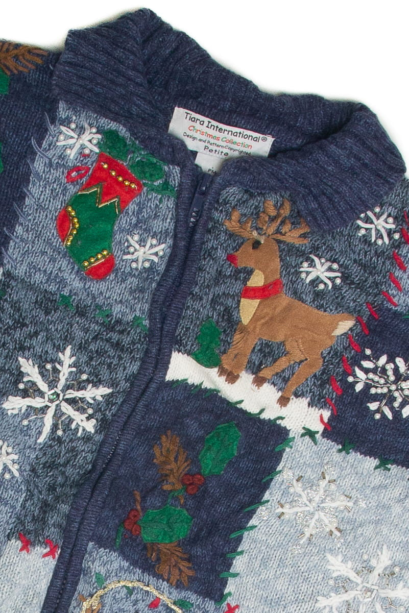 Vintage Blue Ugly Christmas Cardigan 60841