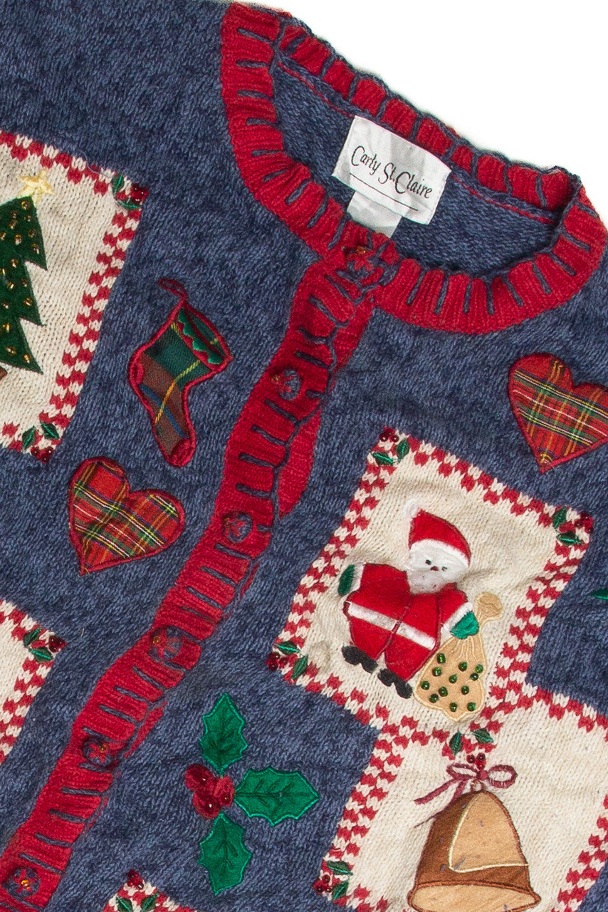 Vintage Blue Ugly Christmas Cardigan 59968
