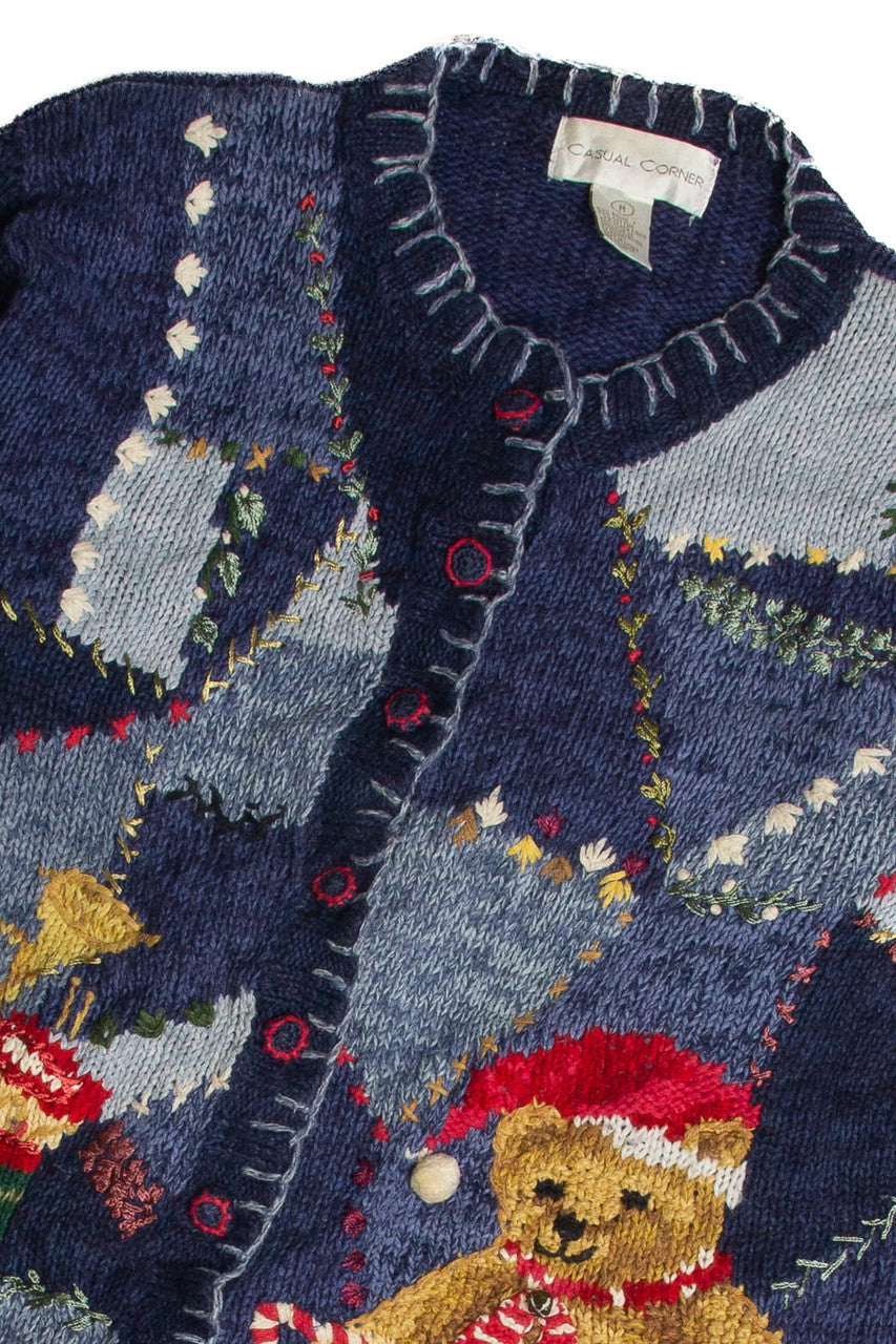 Vintage Blue Ugly Christmas Cardigan 62863