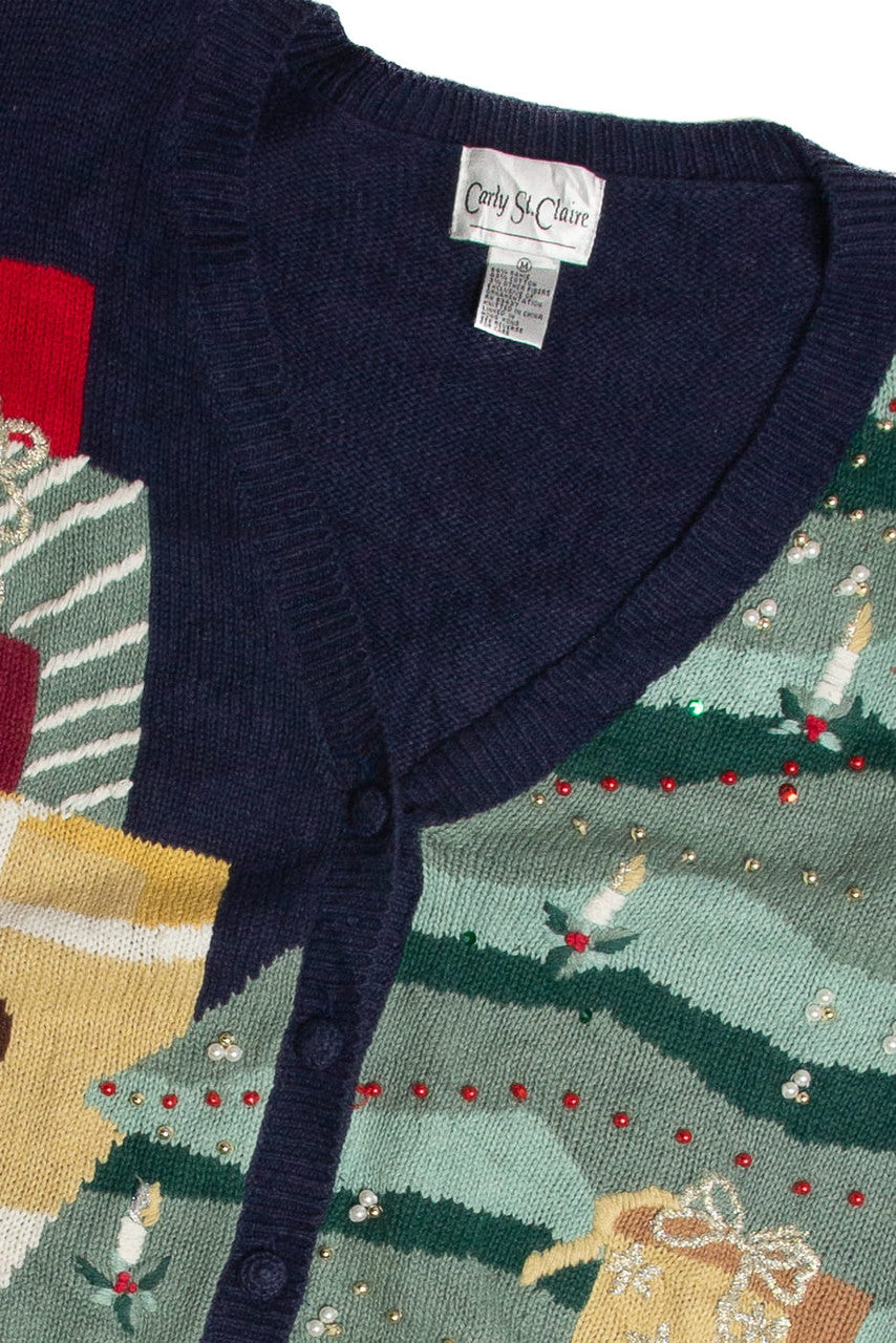 Vintage Blue Ugly Christmas Cardigan 62691