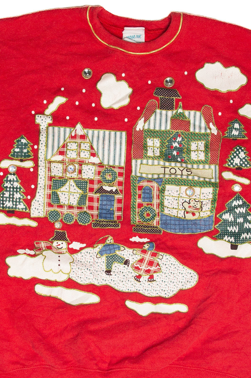 Vintage Red Landscape Holiday Sweatshirt