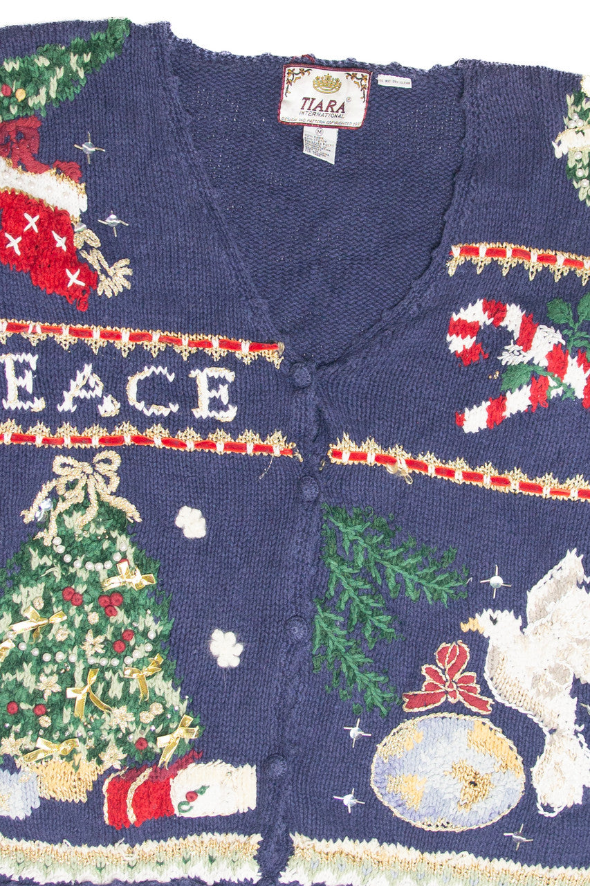 Vintage Blue Ugly Christmas Cardigan 63293