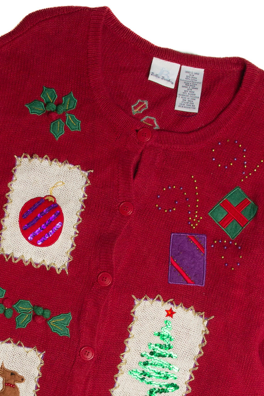 Vintage Red Ugly Christmas Cardigan 62712