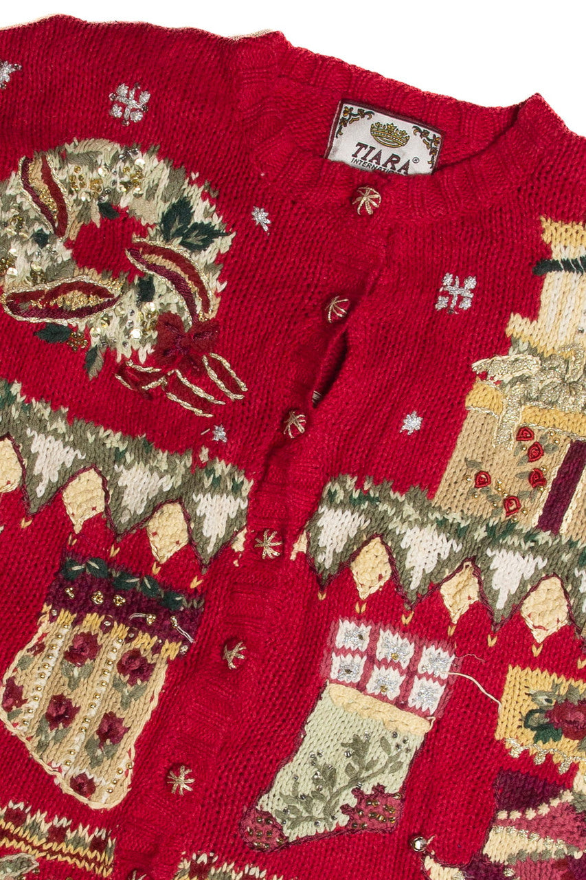 Vintage Red Ugly Christmas Cardigan 62900