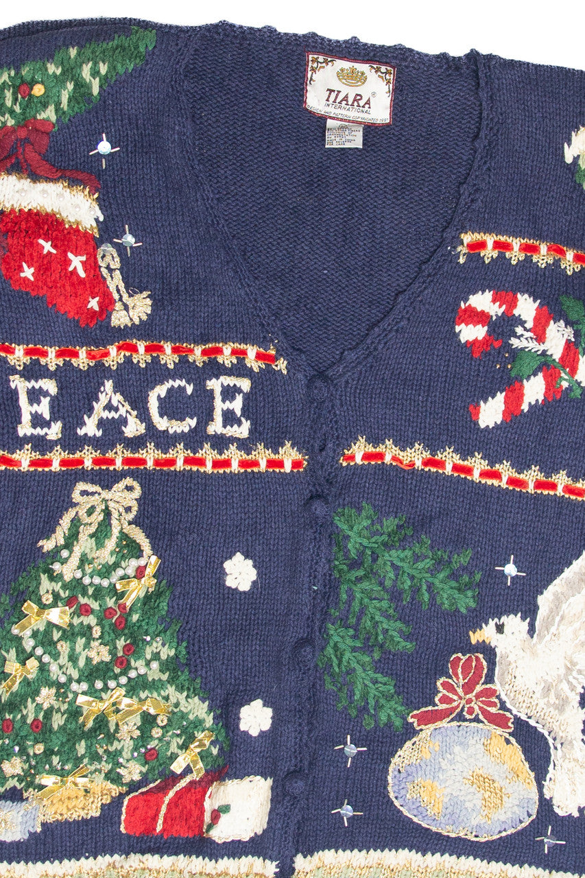 Vintage Blue Ugly Christmas Cardigan 63303