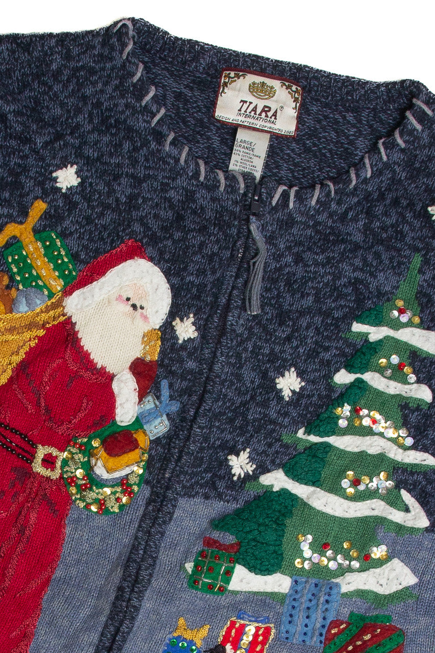 Vintage Blue Ugly Christmas Cardigan 62859