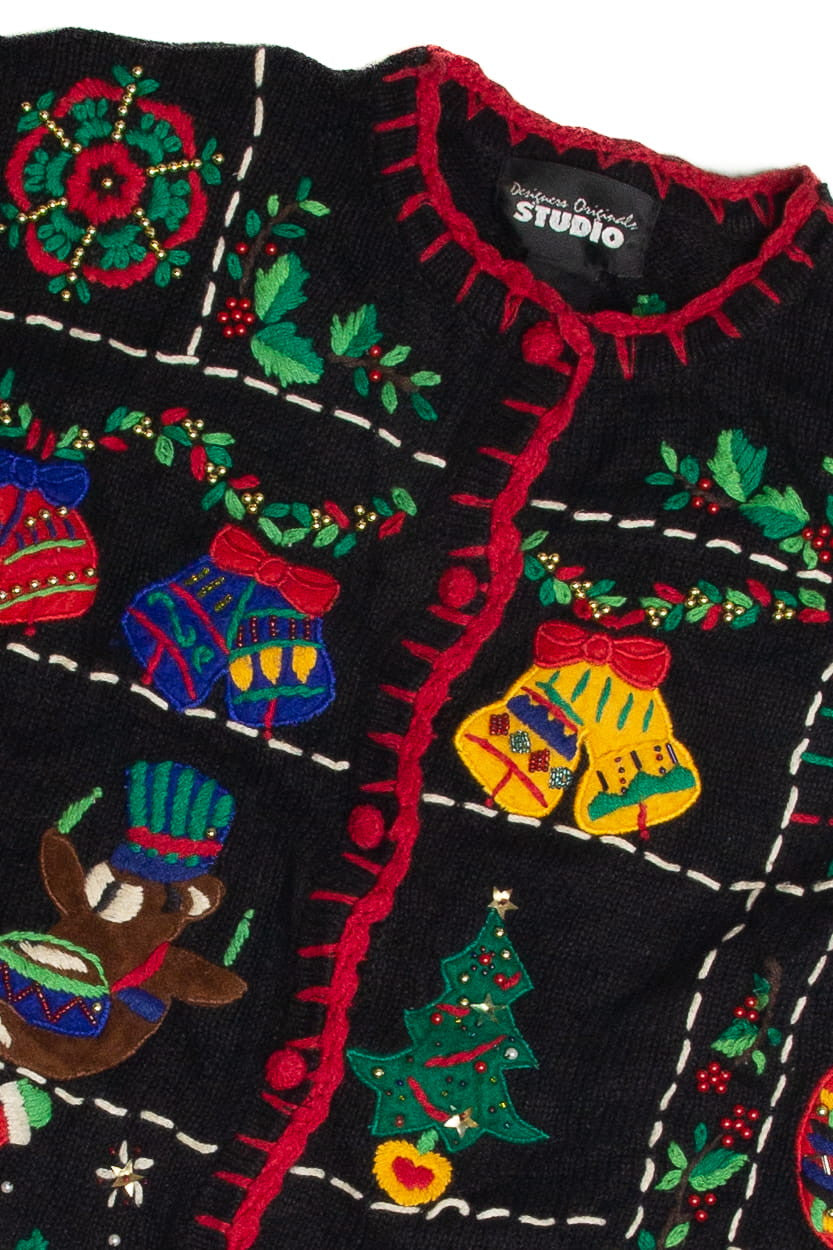 Vintage Black Ugly Christmas Cardigan 62633