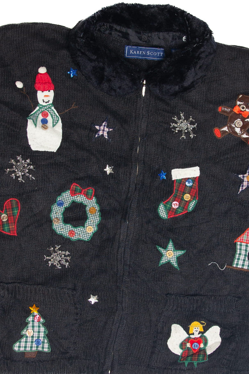Vintage Black Ugly Christmas Cardigan 63156