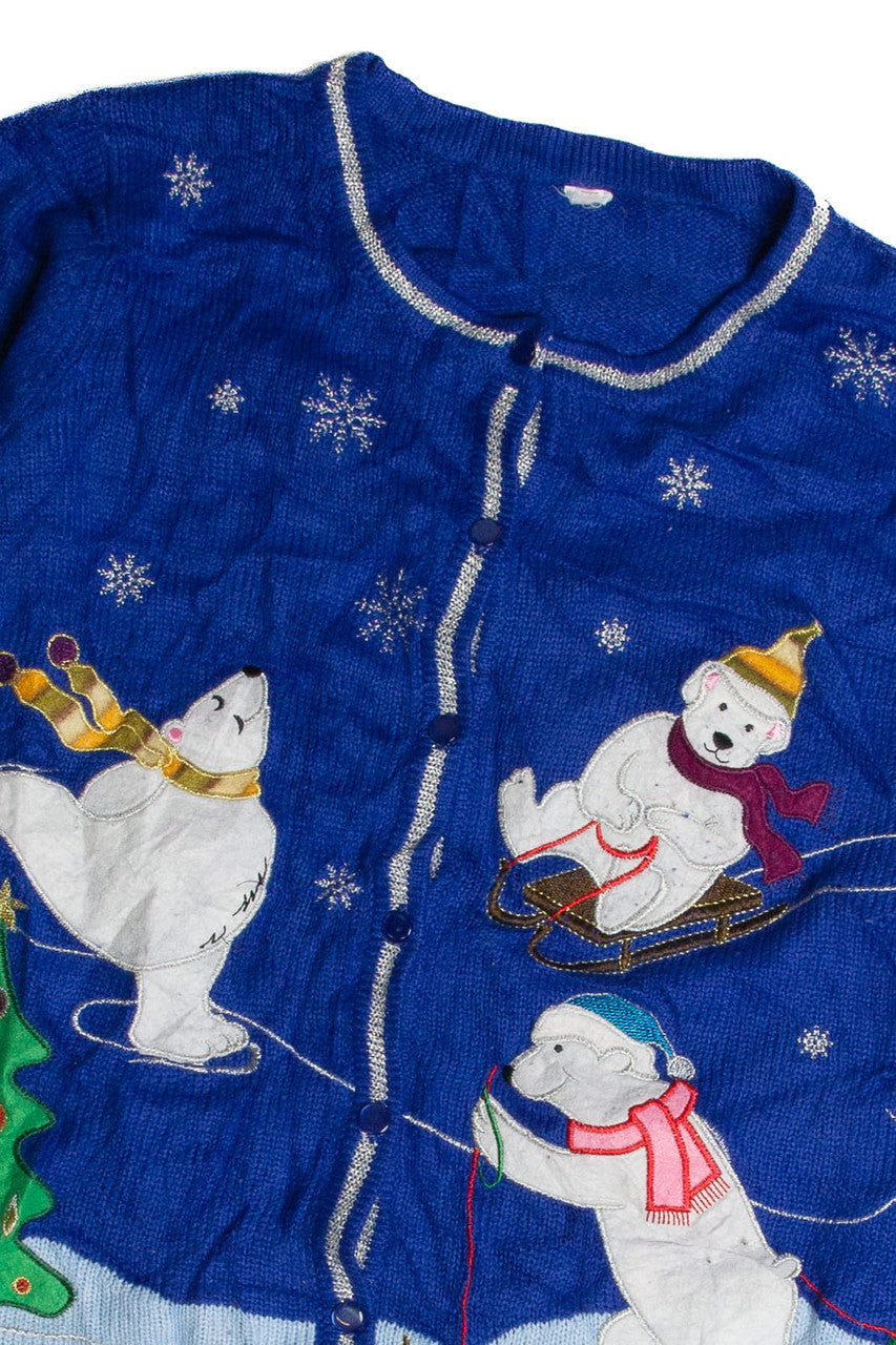 Vintage Blue Ugly Christmas Cardigan 62684
