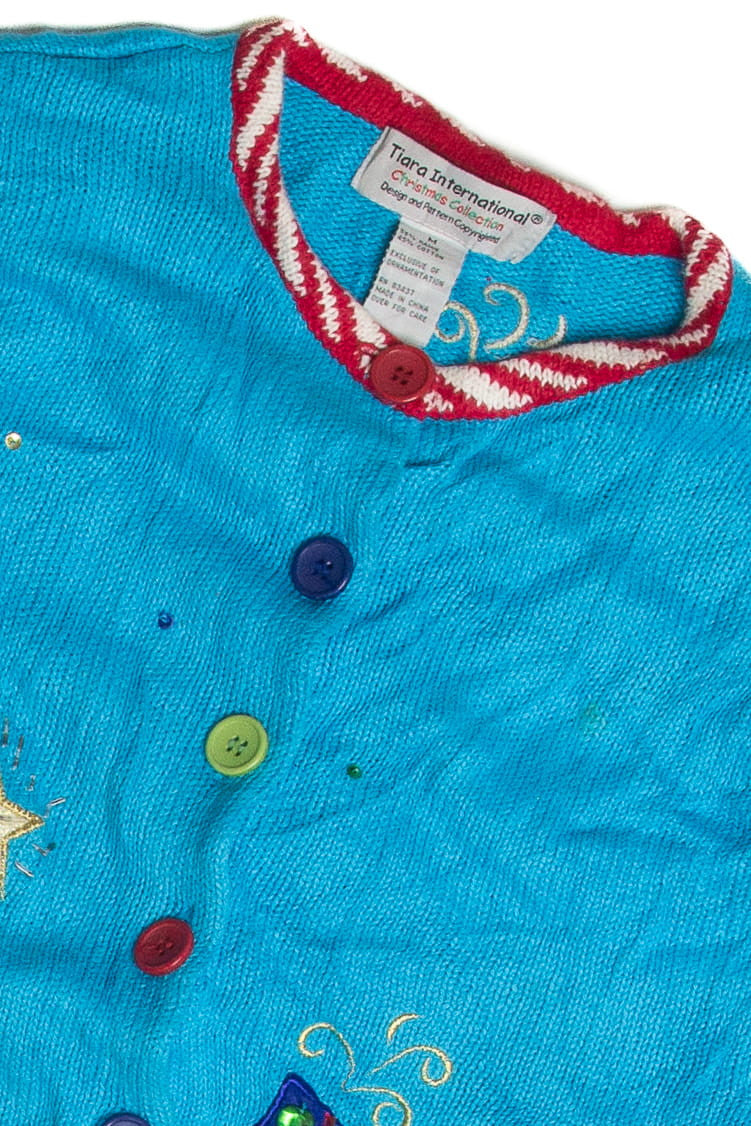 Vintage Blue Ugly Christmas Cardigan 59947