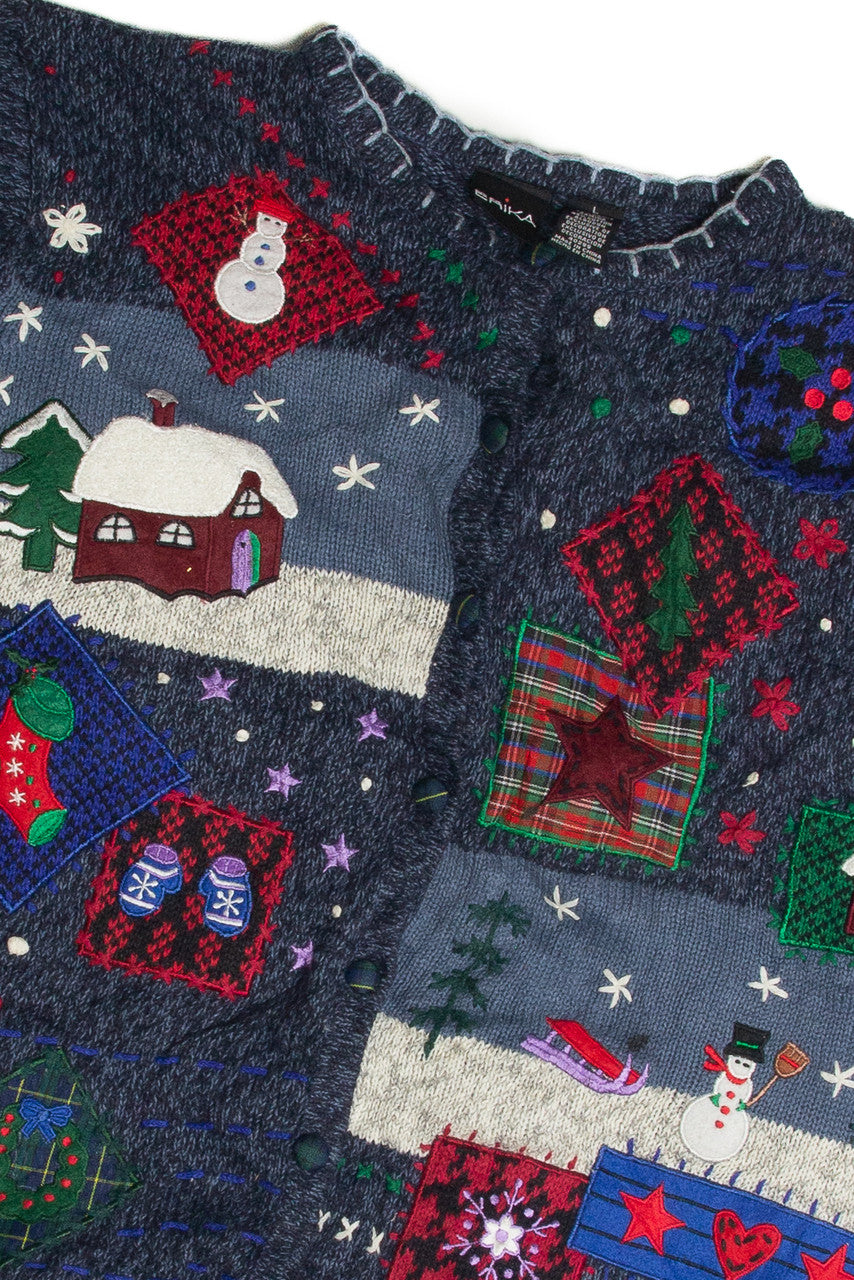 Vintage Blue Ugly Christmas Cardigan 59978