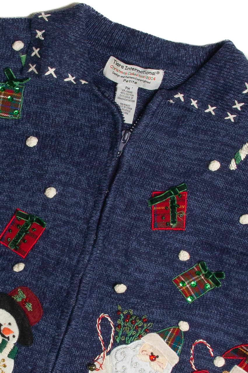 Vintage Blue Ugly Christmas Cardigan 59634