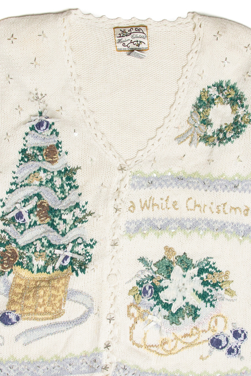 Vintage White Ugly Christmas Cardigan 63206