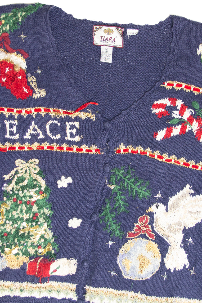 Vintage Blue Ugly Christmas Cardigan 63198