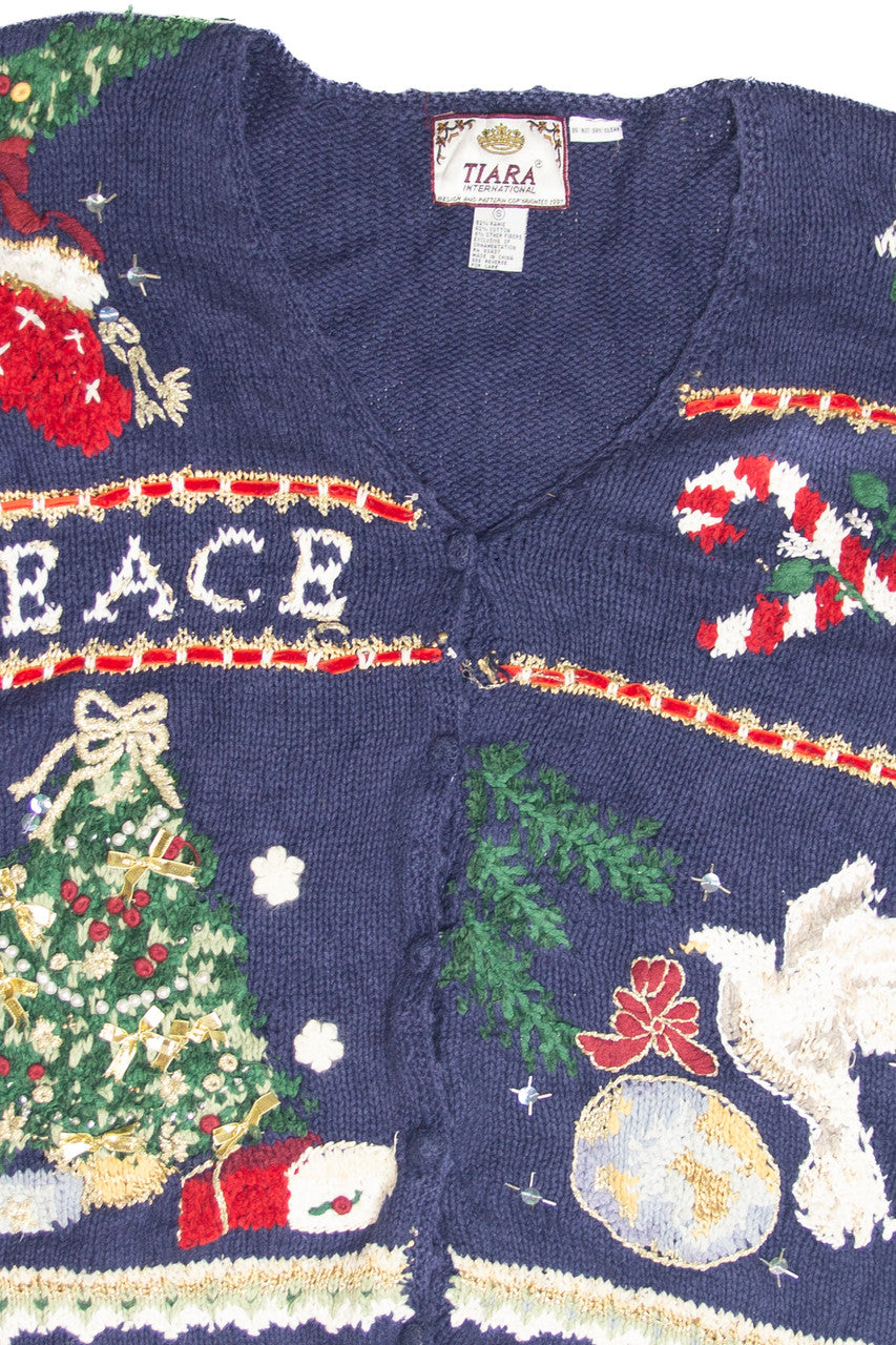 Vintage Blue Ugly Christmas Cardigan 63189