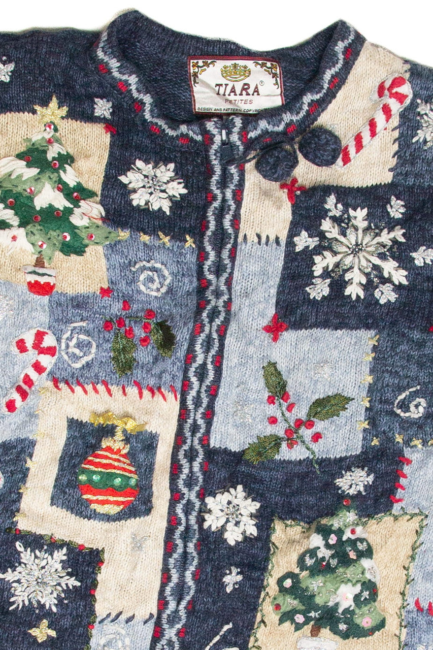 Vintage Blue Ugly Christmas Cardigan 63096