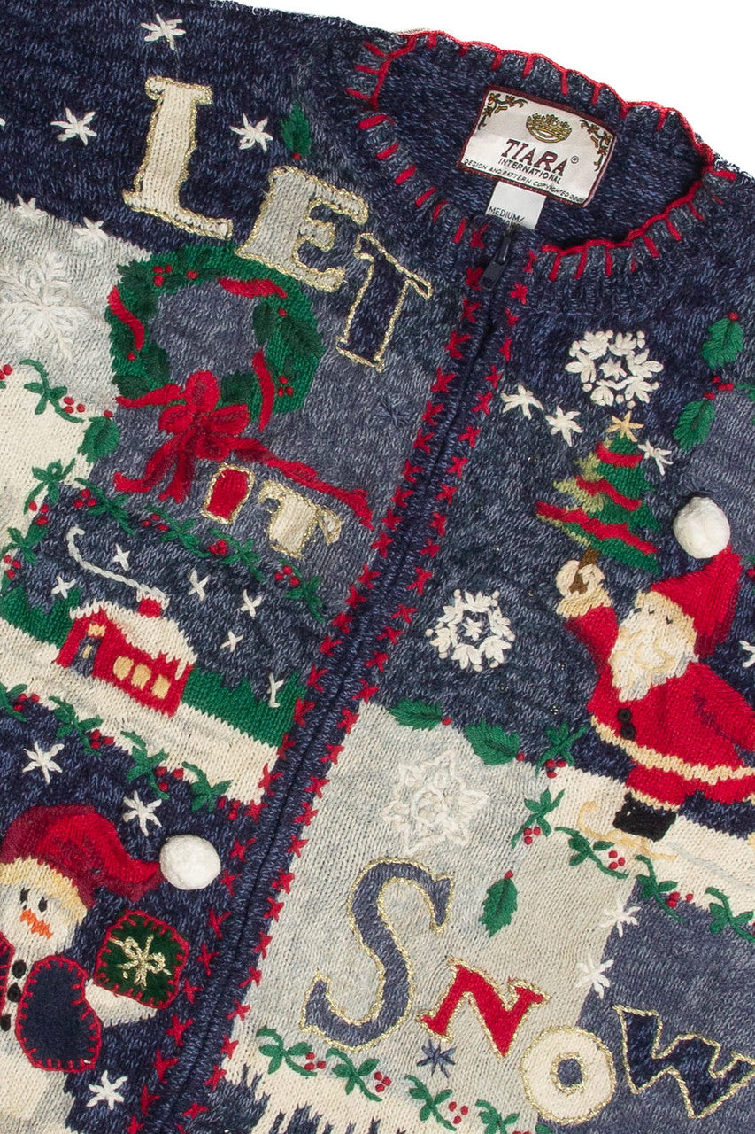 Vintage Blue Ugly Christmas Cardigan 62474