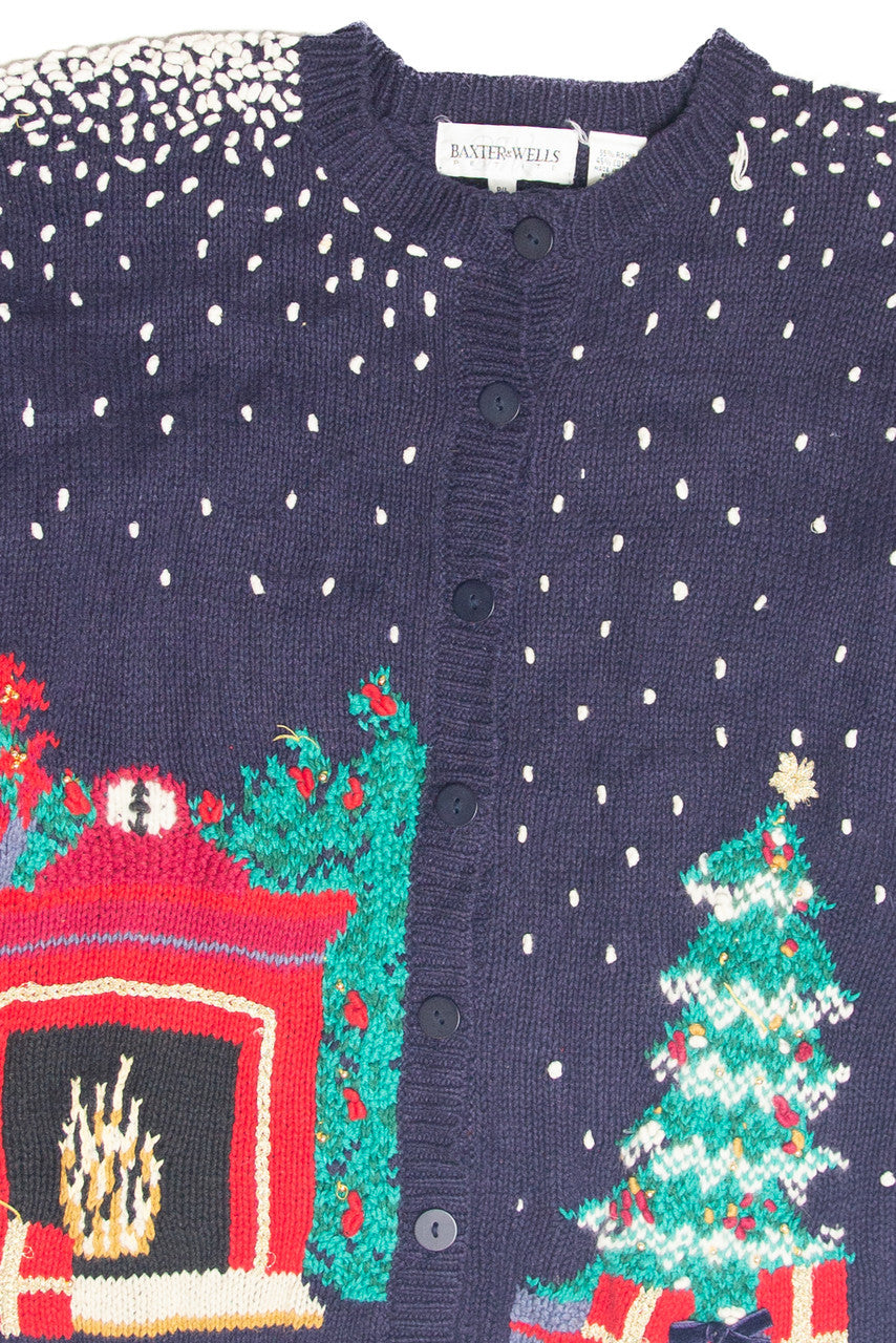 Vintage Blue Ugly Christmas Cardigan 63253