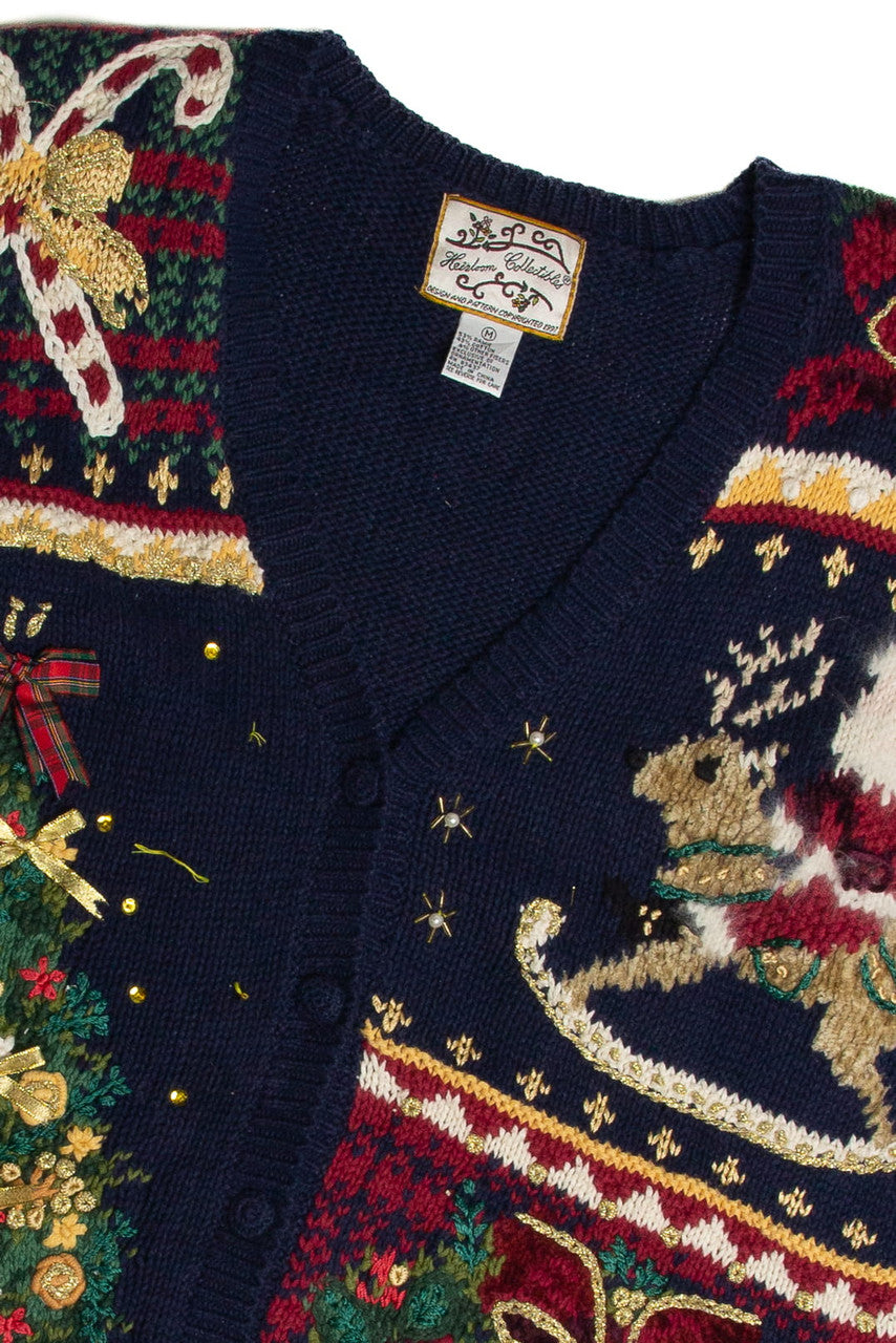 Vintage Blue Ugly Christmas Cardigan 62706