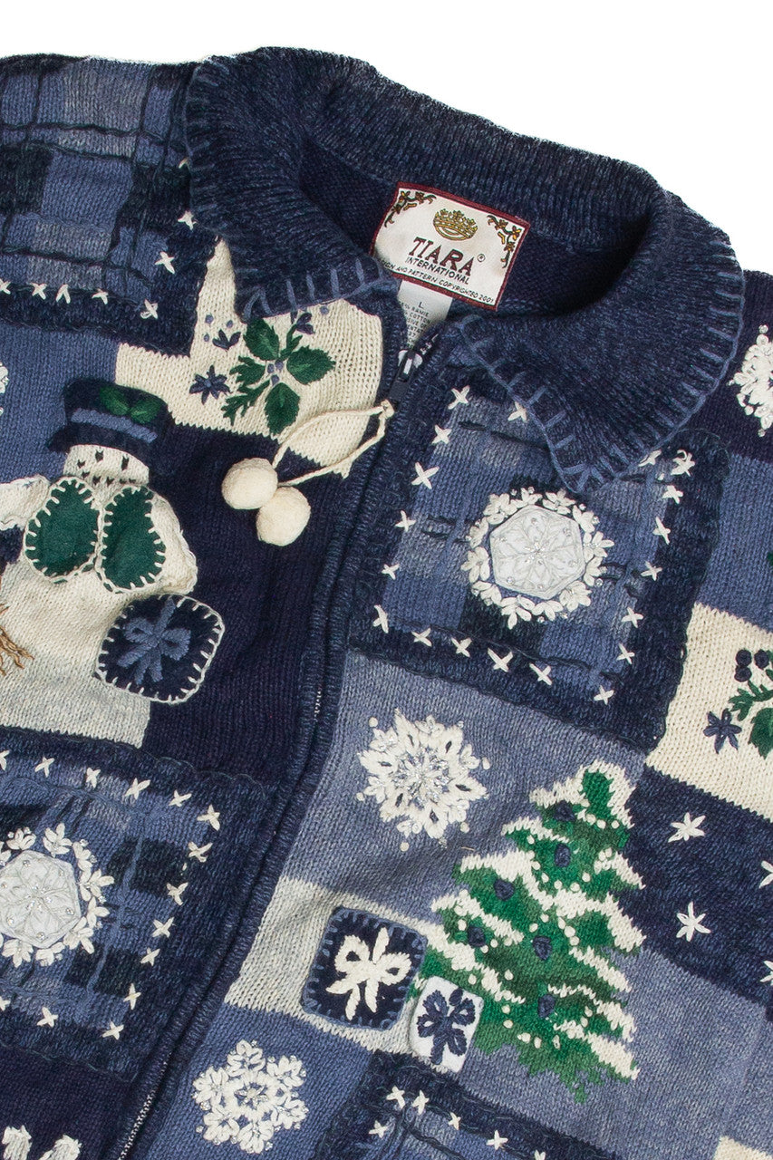 Vintage Blue Ugly Christmas Cardigan 60918