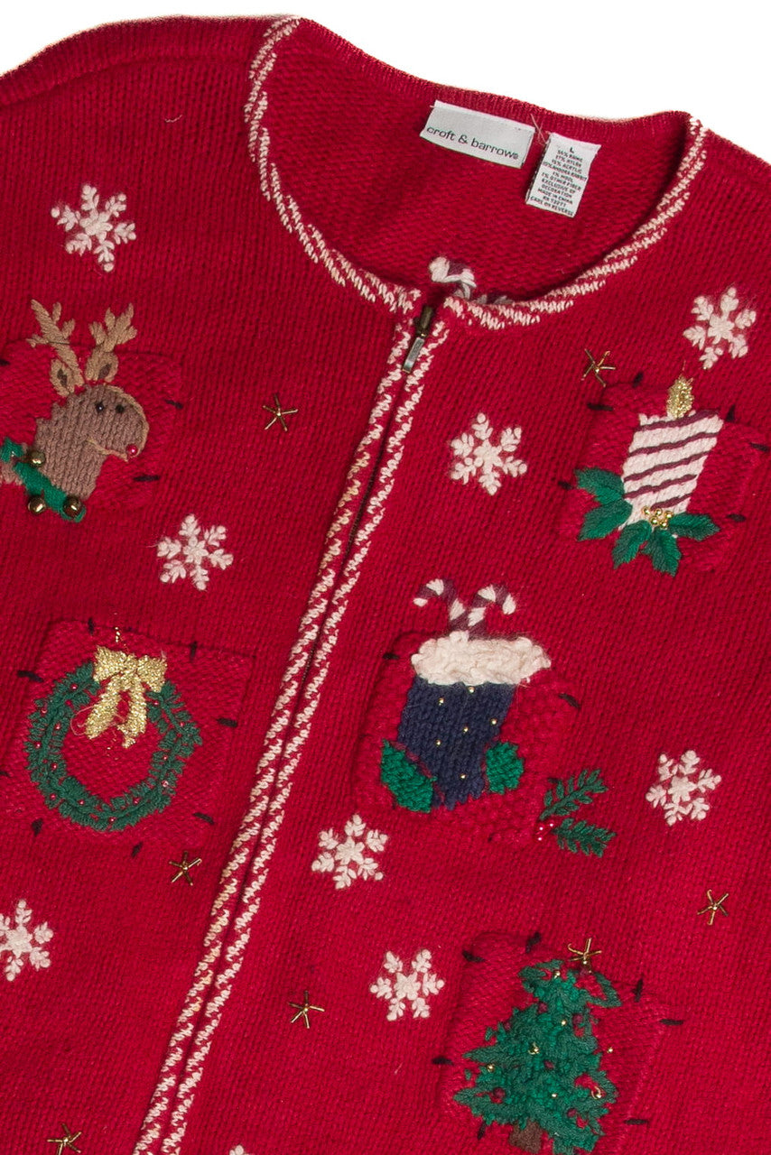 Vintage Red Ugly Christmas Cardigan 62709