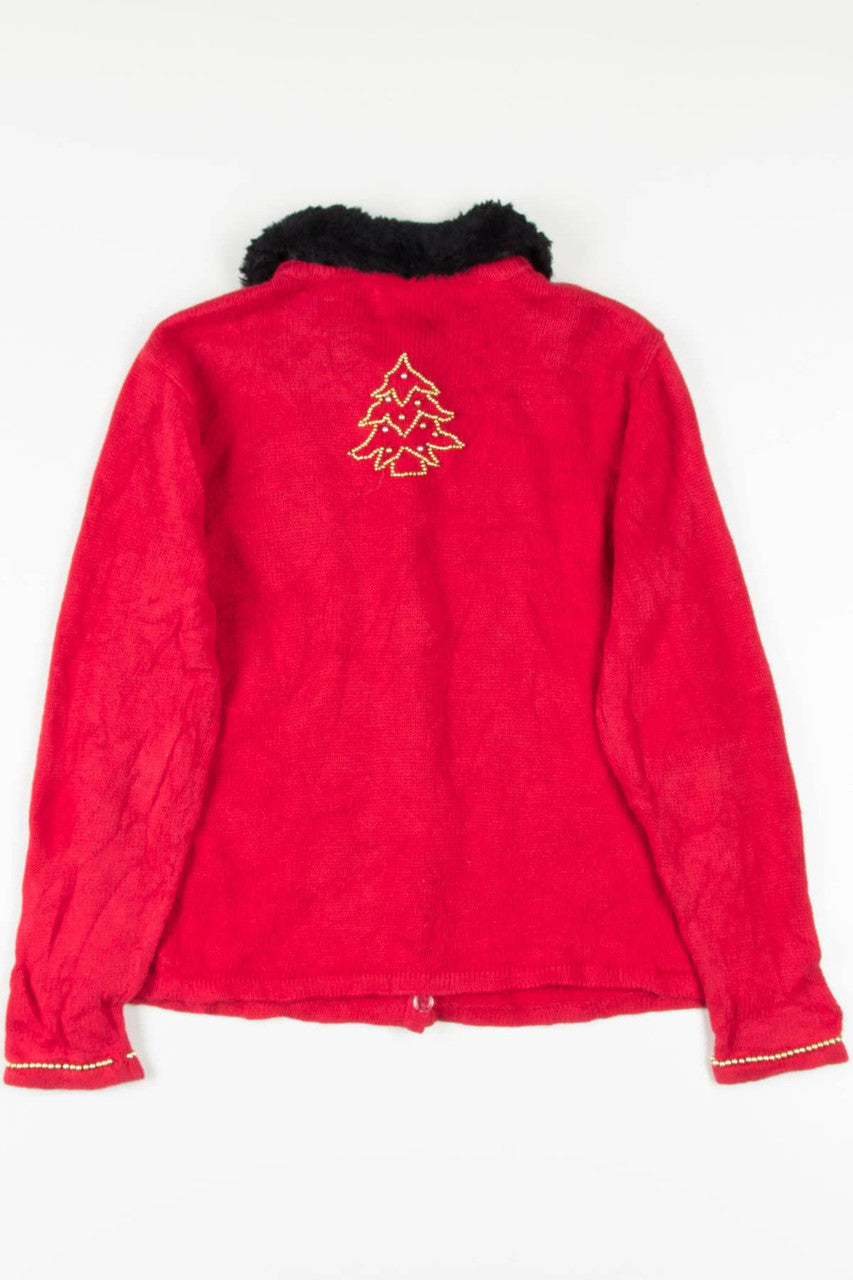 Red Beaded Trees Ugly Christmas Cardigan 57101