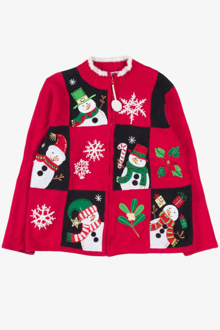 Checkered Snowmen Ugly Christmas Cardigan 57128