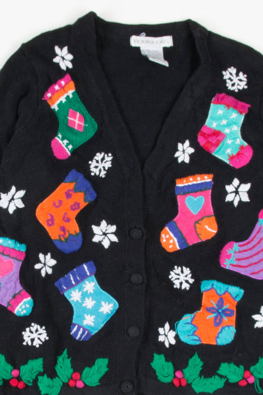 Black Stockings Ugly Christmas Cardigan 57234