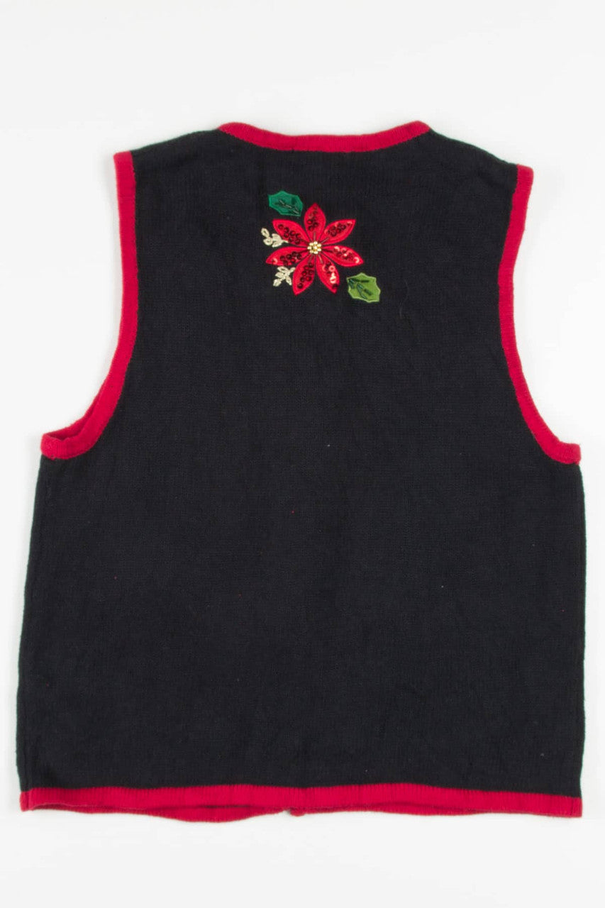 Black Poinsettias Ugly Christmas Vest 57269