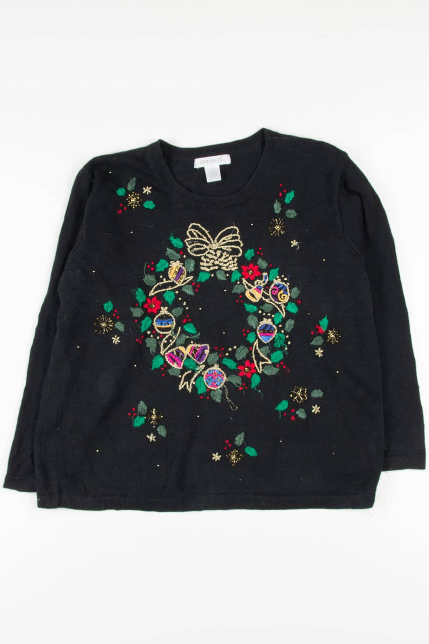 Beaded Wreath Ugly Christmas Pullover 57271