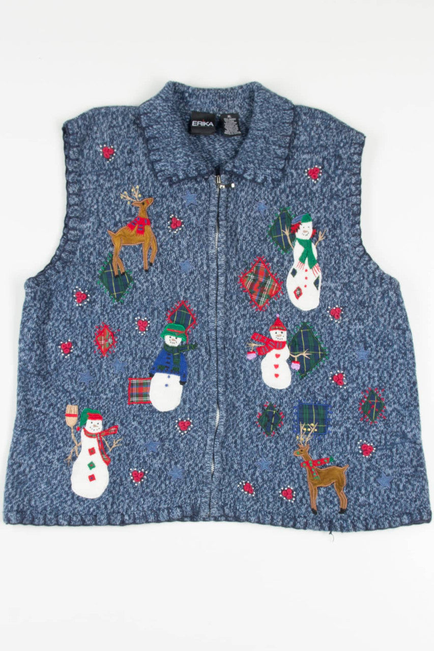 Blue Snowmen Ugly Christmas Vest 57564