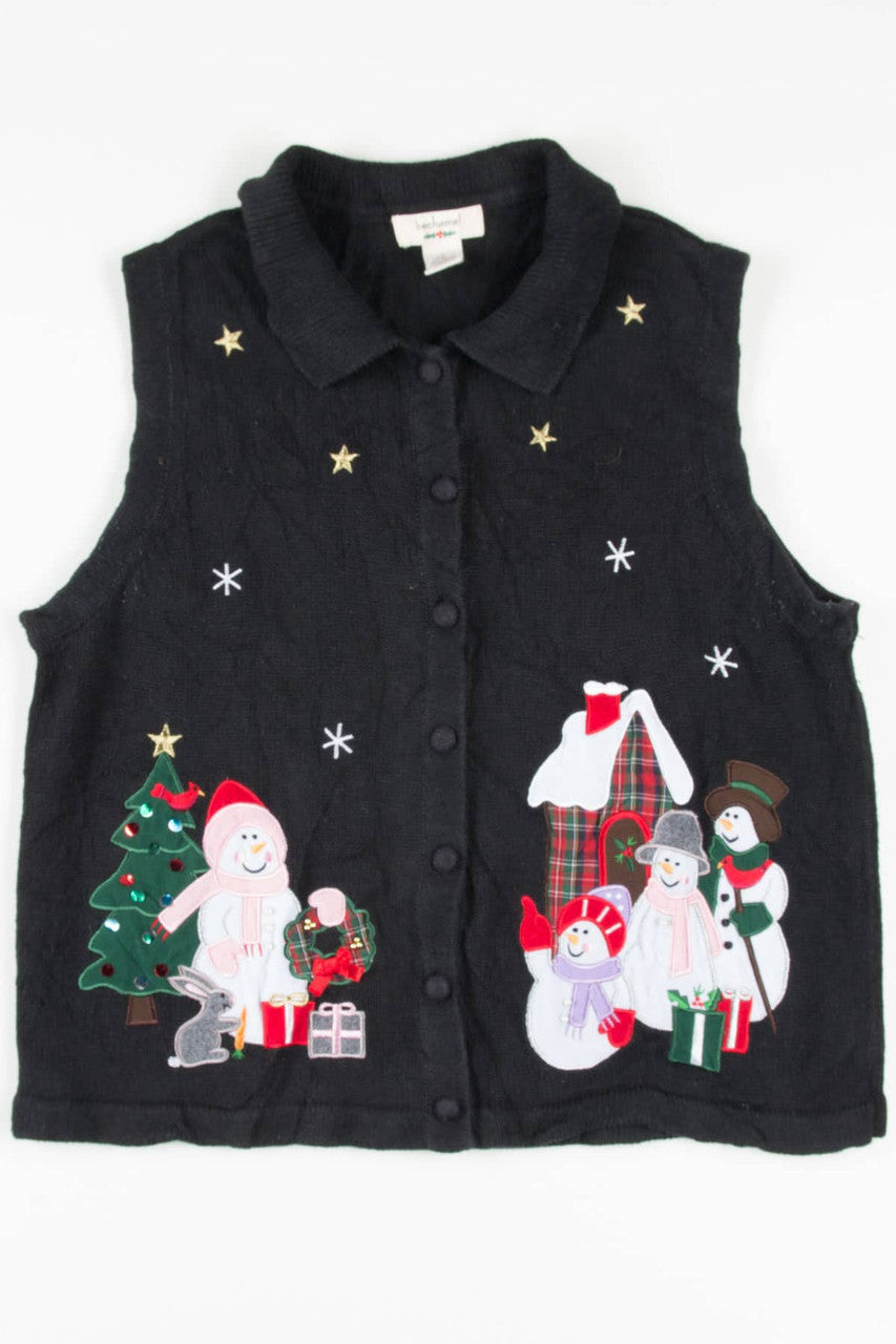 Black Snowmen Ugly Christmas Vest 57594